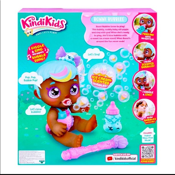 Kindi Kids Bobbi Bubbles Doll-Blows Bubbles & Sings - Picture 5 of 12